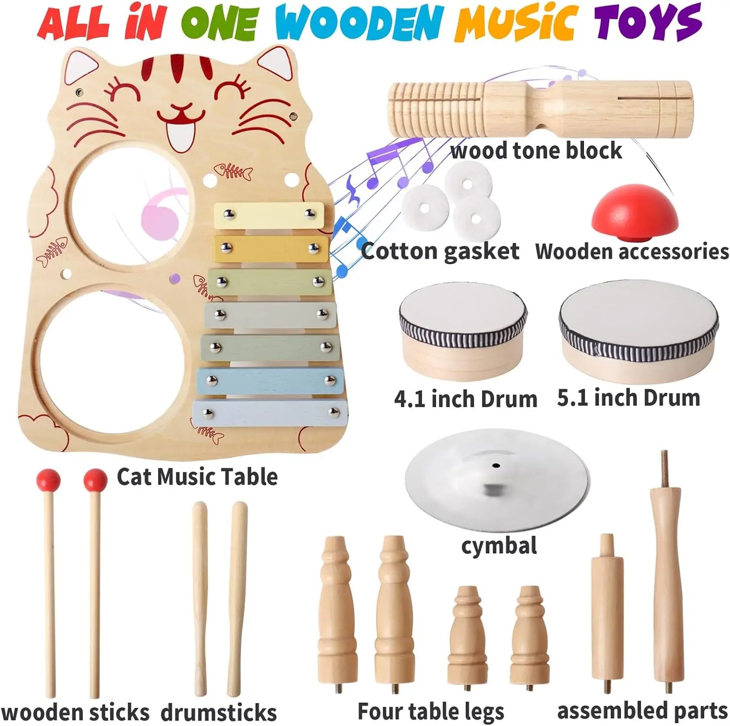 Montessori Baby Drum & Xylophone – Wooden Musical Instruments for Toddlers ATTENTION delivery 7-10 working days