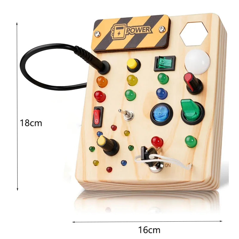 Montessori Wooden Busy Board with LED Lights & Buttons ATTENTION delivery 7-10 working days
