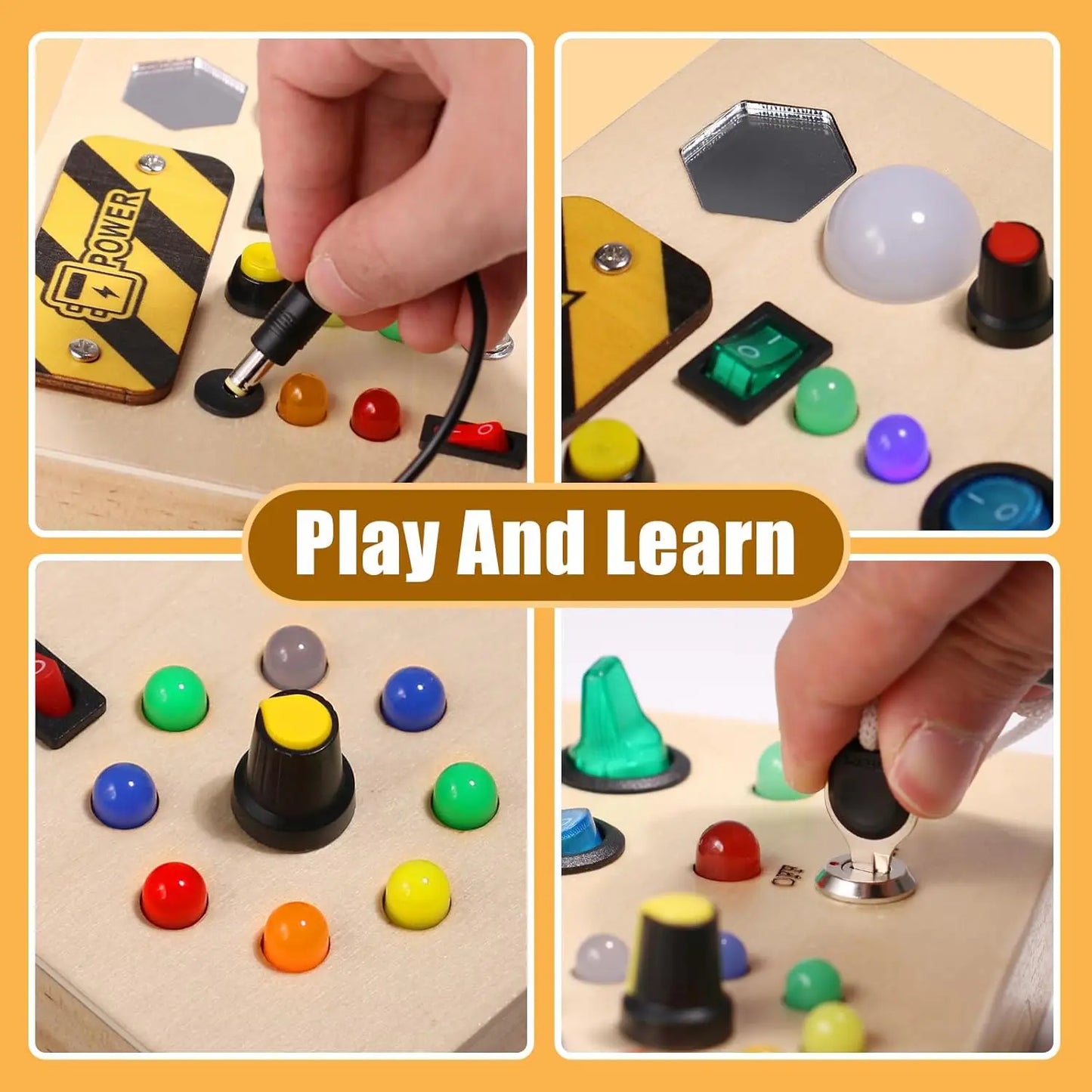 Montessori Wooden Busy Board with LED Lights & Buttons ATTENTION delivery 7-10 working days