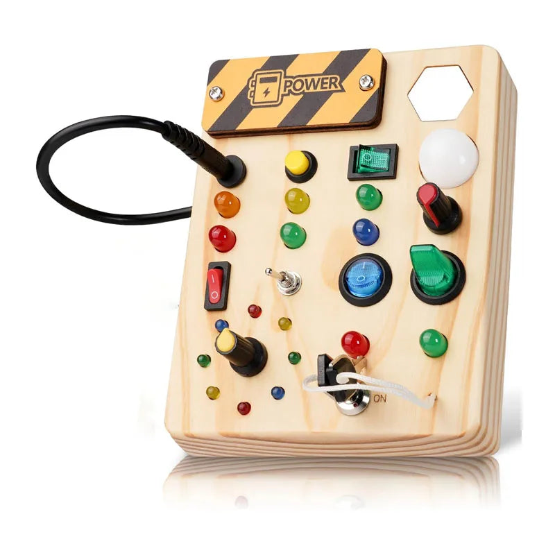 Montessori Wooden Busy Board with LED Lights & Buttons ATTENTION delivery 7-10 working days