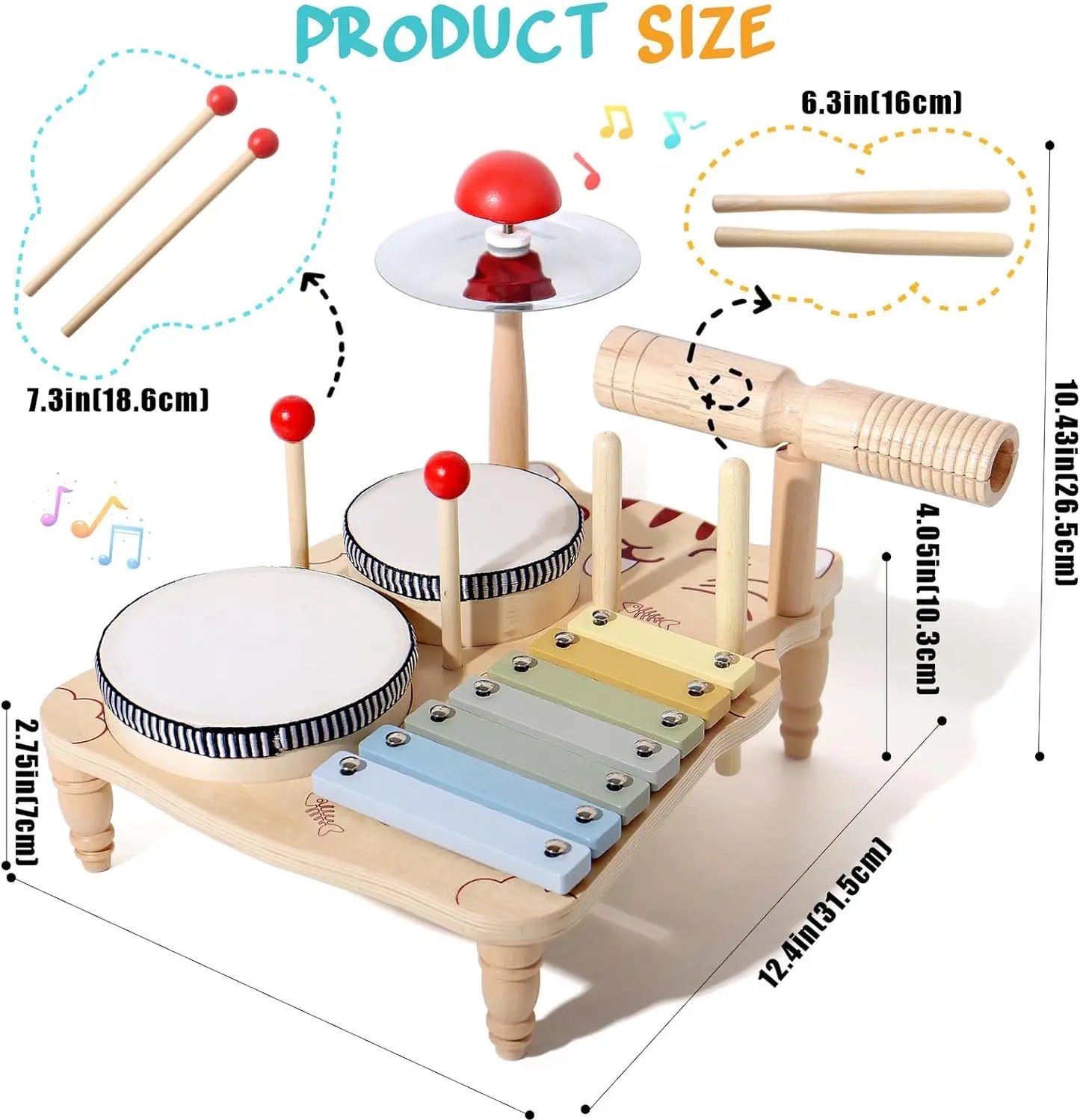 Montessori Baby Drum & Xylophone – Wooden Musical Instruments for Toddlers ATTENTION delivery 7-10 working days