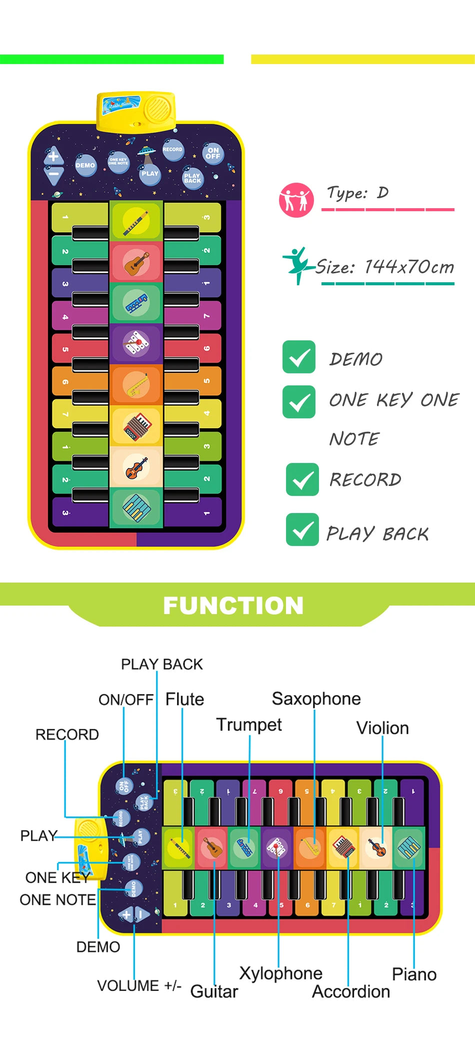 Big Fun for Little Feet – 20-Key Dance & Play Piano Mat ATTENTION delivery 7-10 working days
