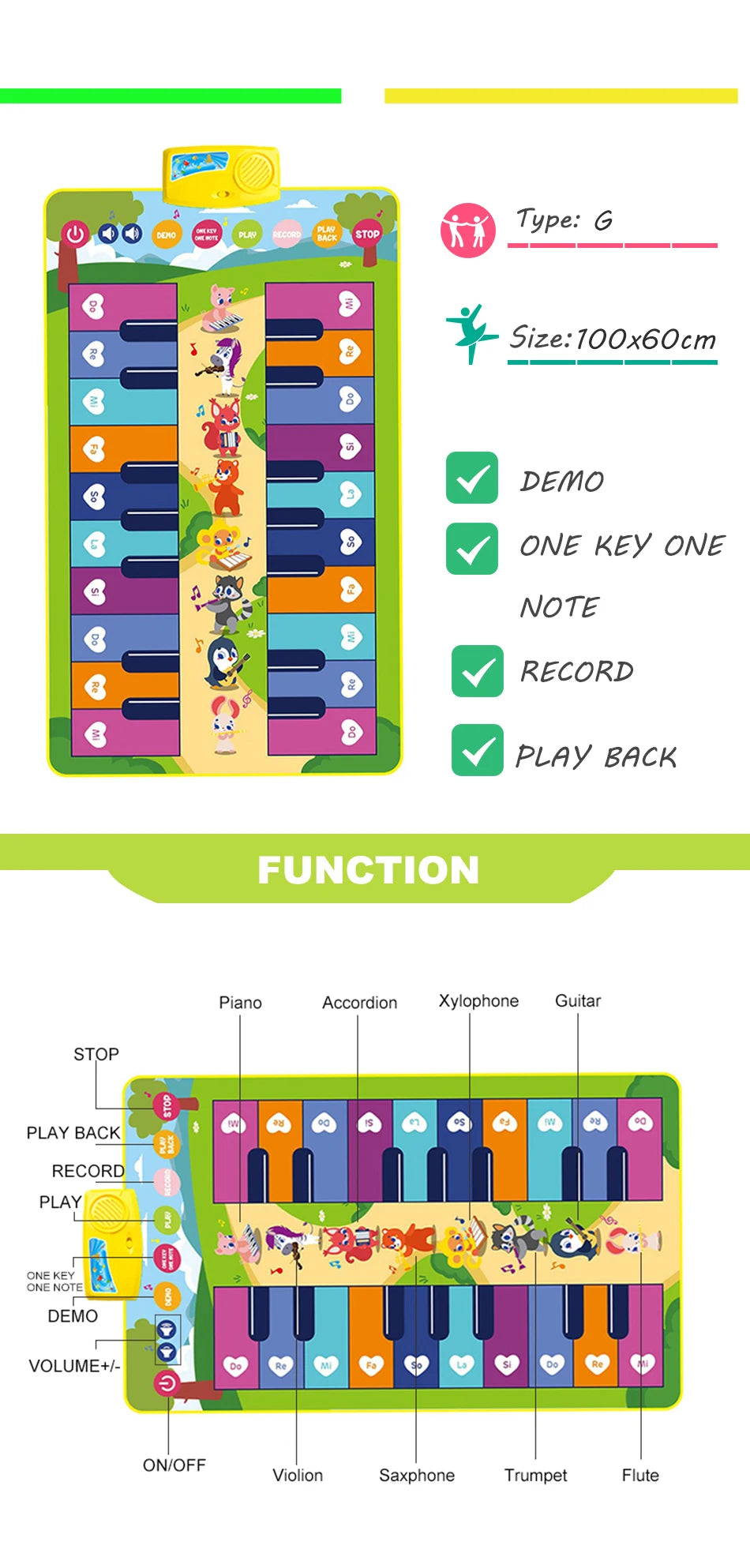Big Fun for Little Feet – 20-Key Dance & Play Piano Mat ATTENTION delivery 7-10 working days
