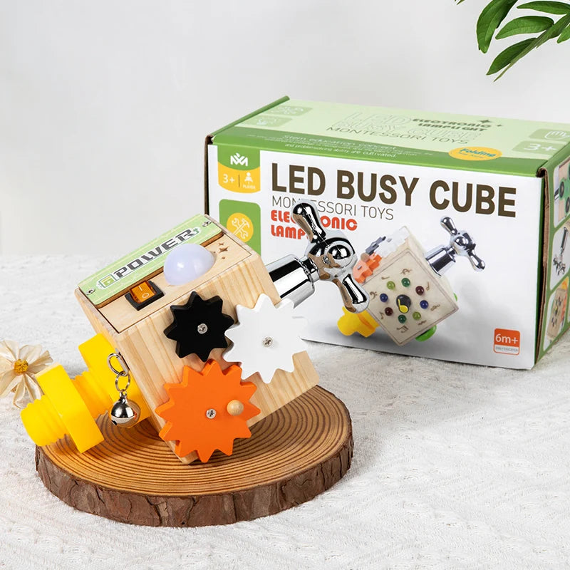 Montessori Wooden Busy Board with LED Lights & Buttons ATTENTION delivery 7-10 working days