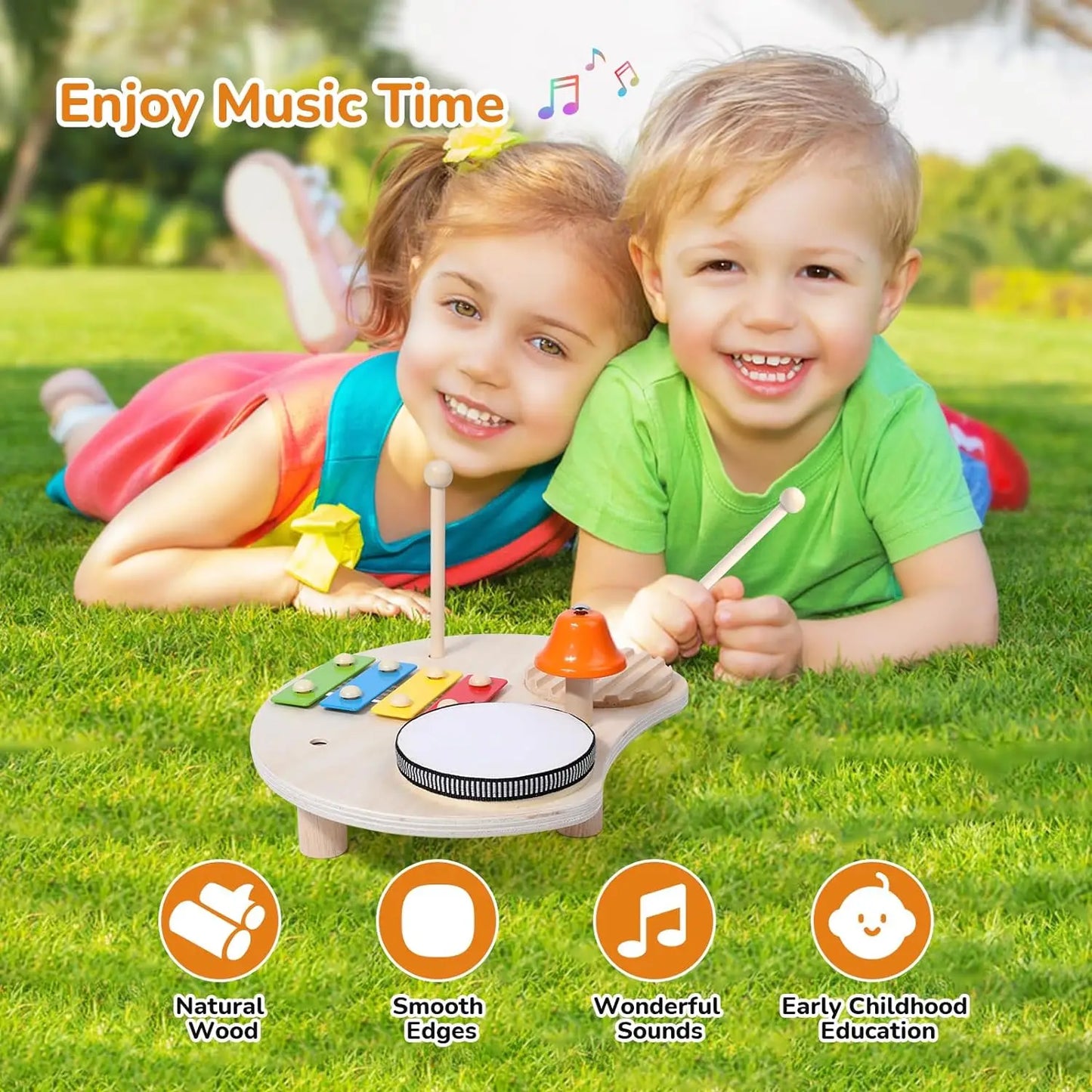 Montessori Baby Drum & Xylophone – Wooden Musical Instruments for Toddlers ATTENTION delivery 7-10 working days