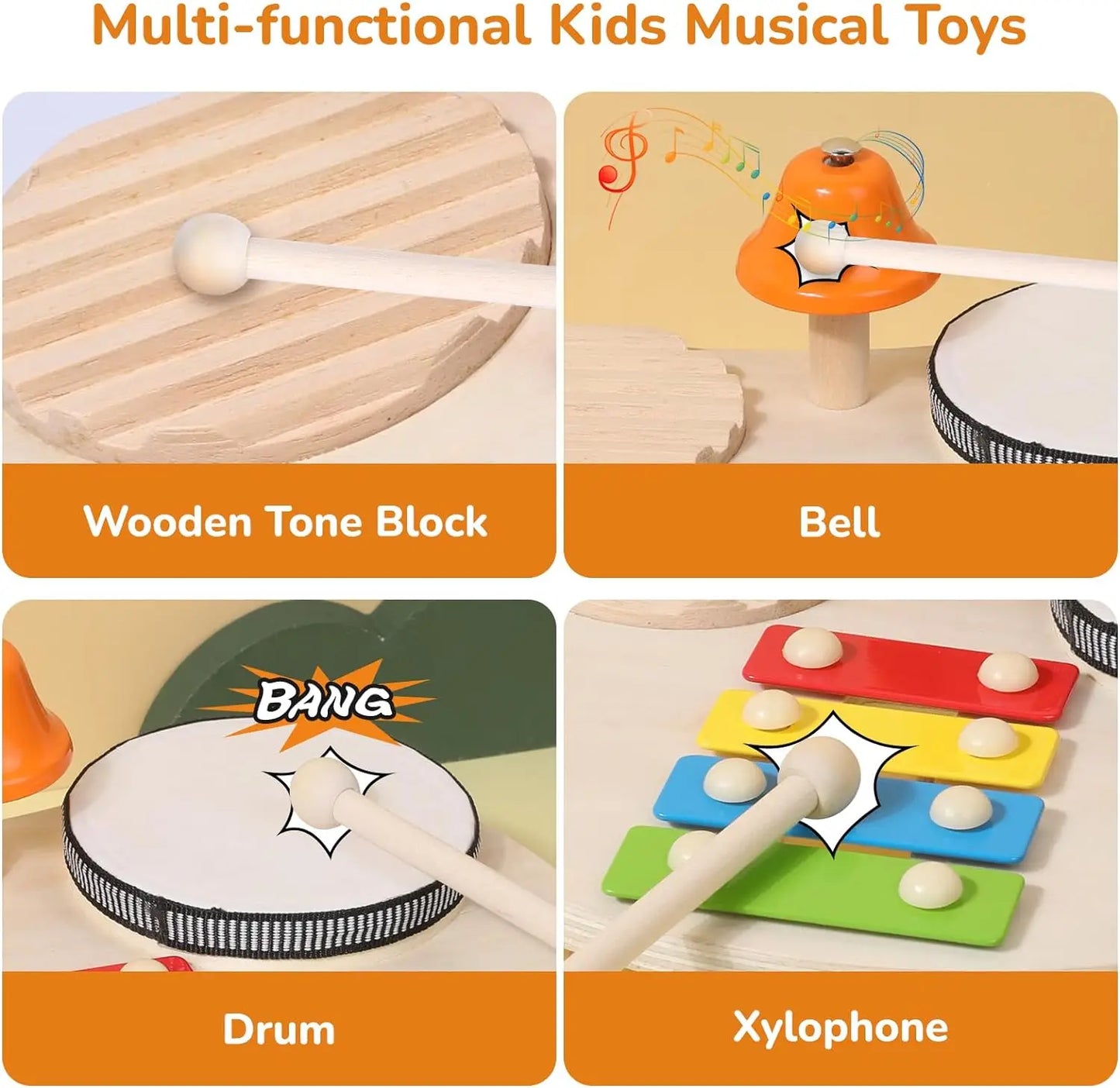 Montessori Baby Drum & Xylophone – Wooden Musical Instruments for Toddlers ATTENTION delivery 7-10 working days