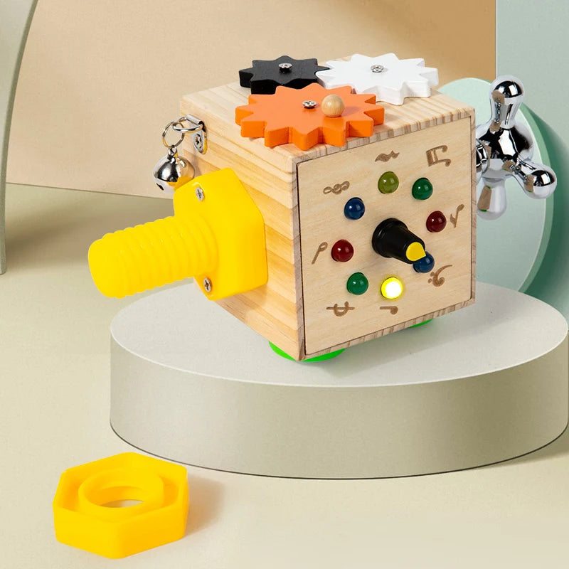 Montessori Wooden Busy Board with LED Lights & Buttons ATTENTION delivery 7-10 working days
