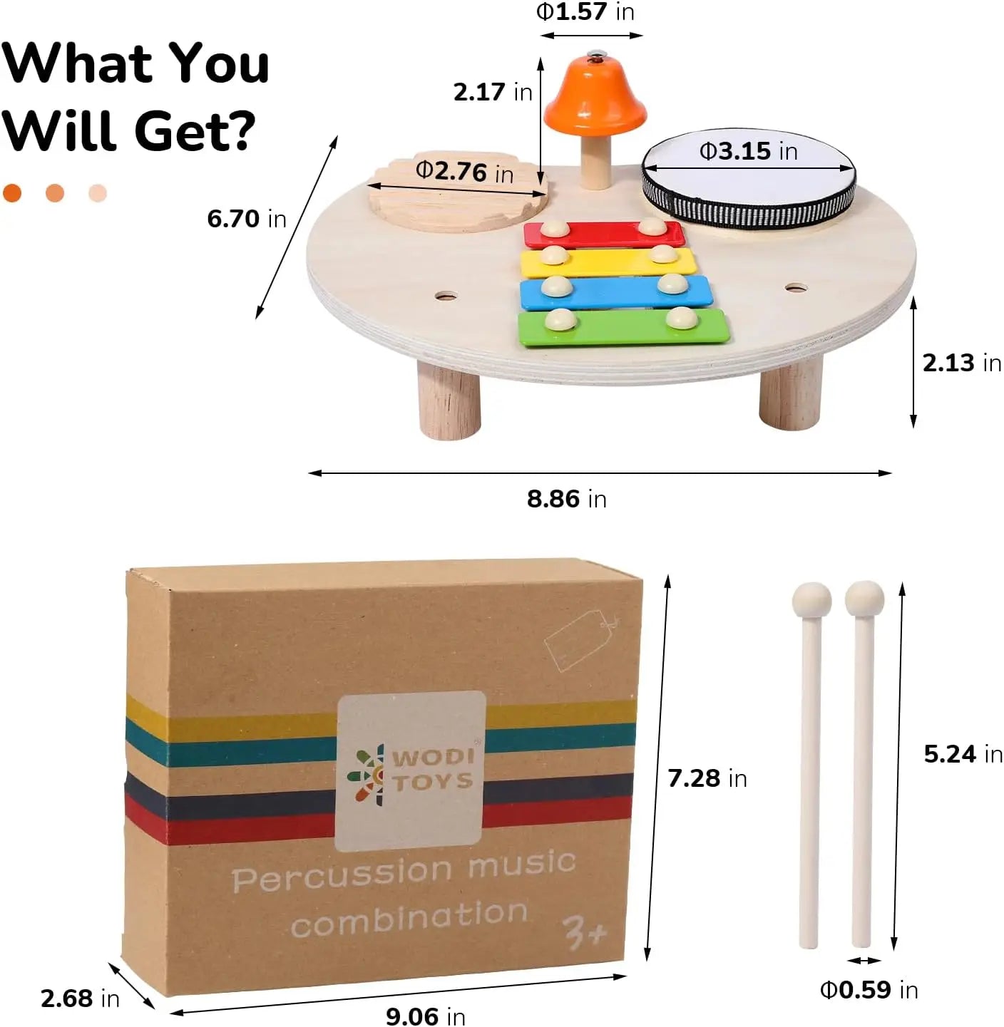 Montessori Baby Drum & Xylophone – Wooden Musical Instruments for Toddlers ATTENTION delivery 7-10 working days