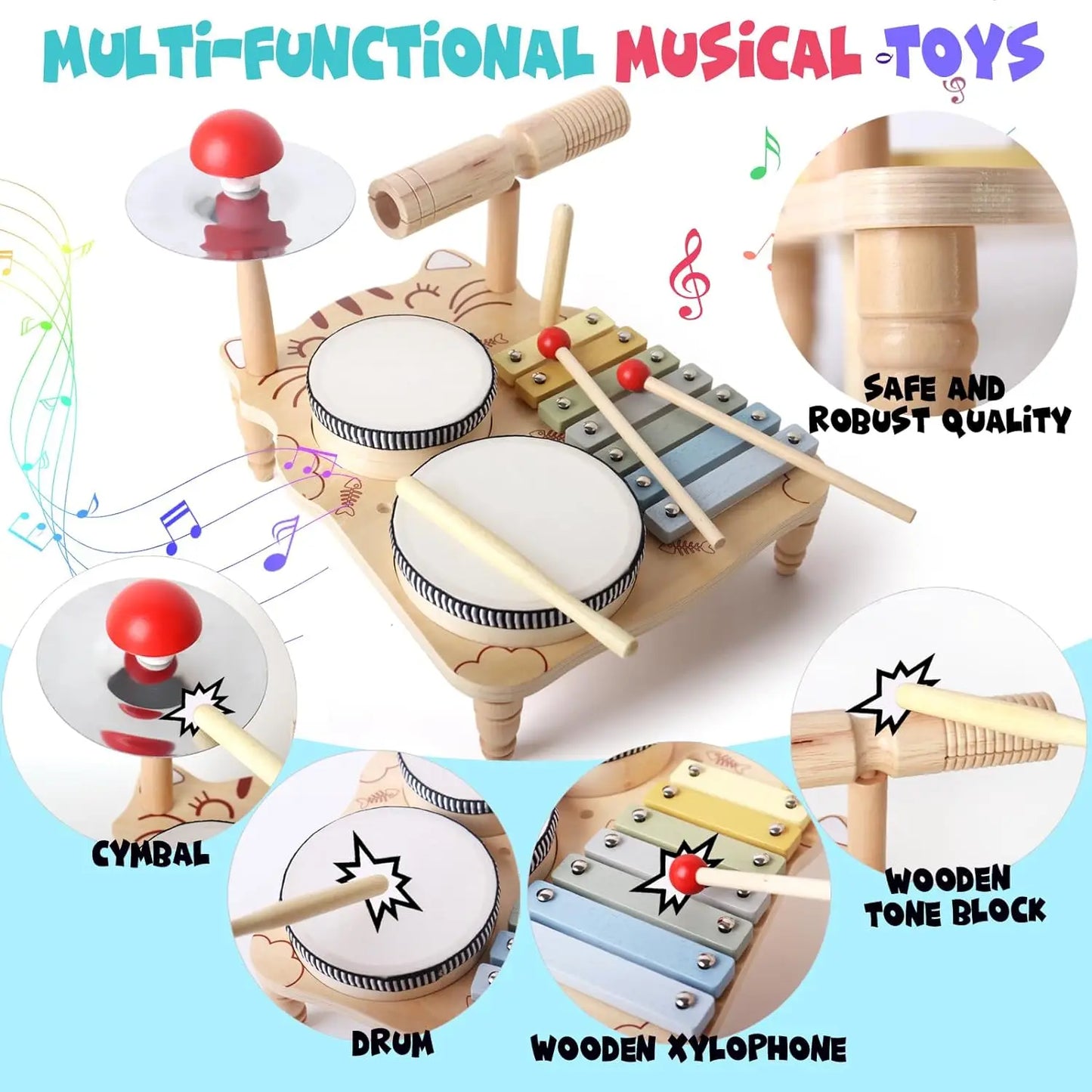 Montessori Baby Drum & Xylophone – Wooden Musical Instruments for Toddlers ATTENTION delivery 7-10 working days
