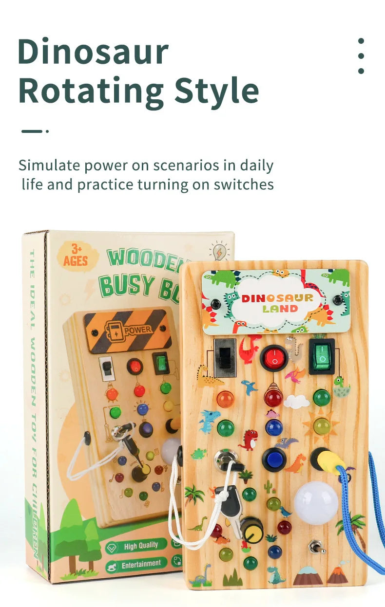 Montessori Wooden Busy Board with LED Lights & Buttons ATTENTION delivery 7-10 working days