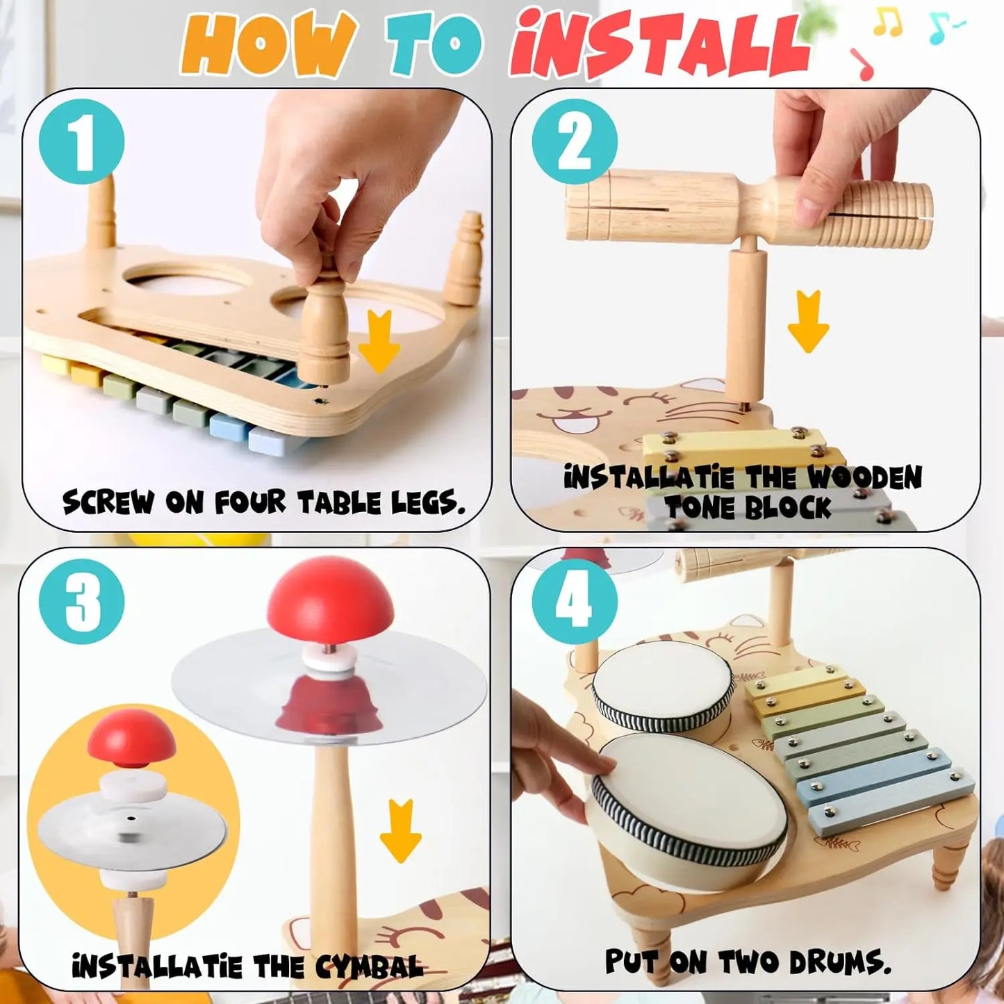 Montessori Baby Drum & Xylophone – Wooden Musical Instruments for Toddlers ATTENTION delivery 7-10 working days