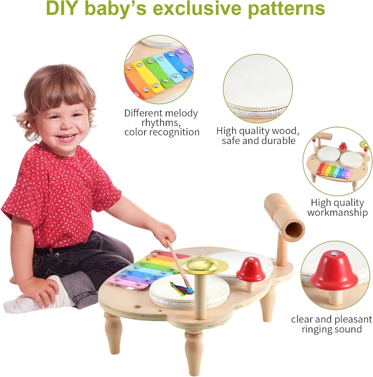Montessori Baby Drum & Xylophone – Wooden Musical Instruments for Toddlers ATTENTION delivery 7-10 working days