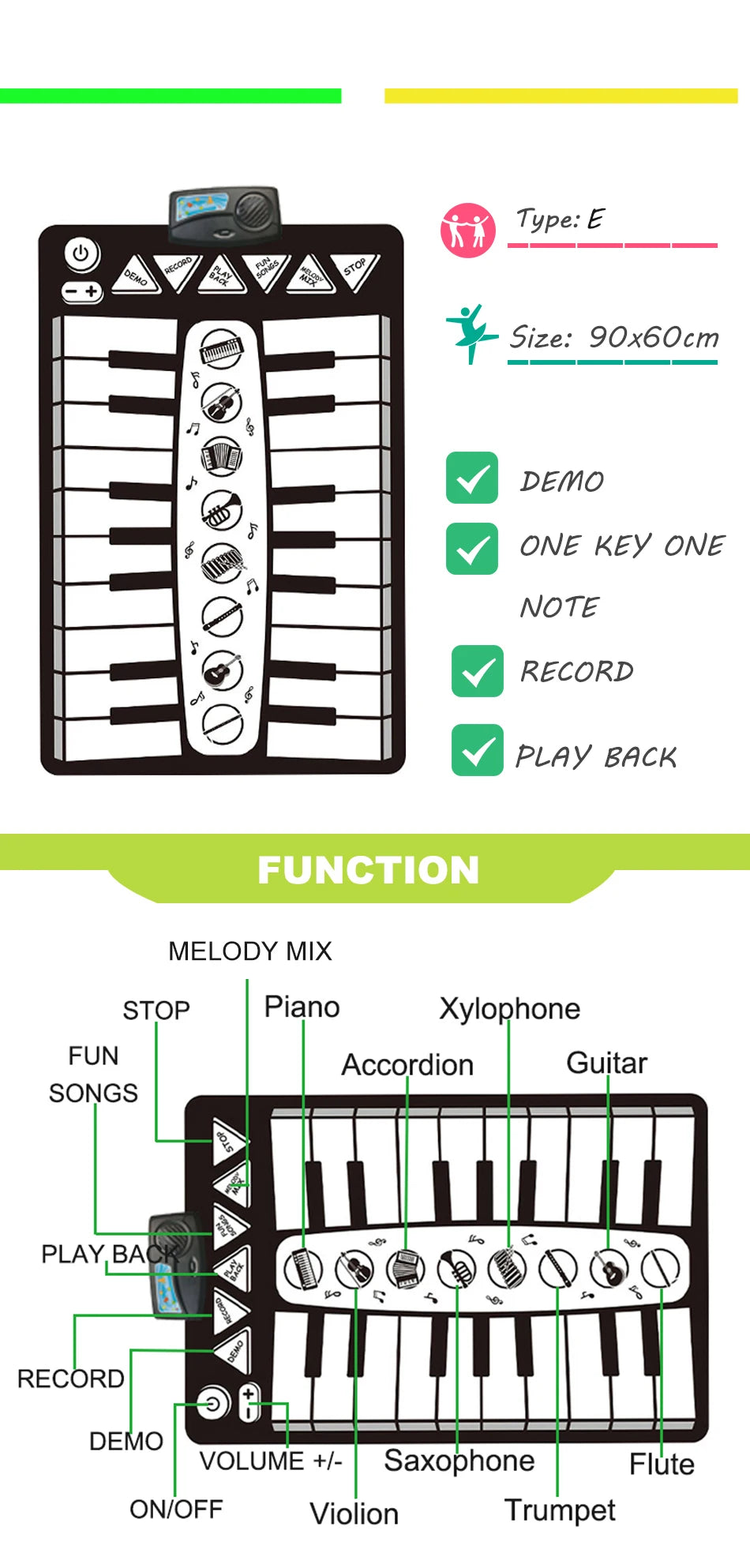Big Fun for Little Feet – 20-Key Dance & Play Piano Mat ATTENTION delivery 7-10 working days