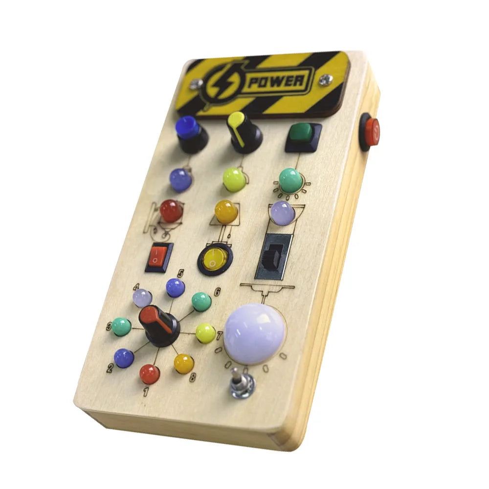 Montessori Wooden Busy Board with LED Lights & Buttons ATTENTION delivery 7-10 working days
