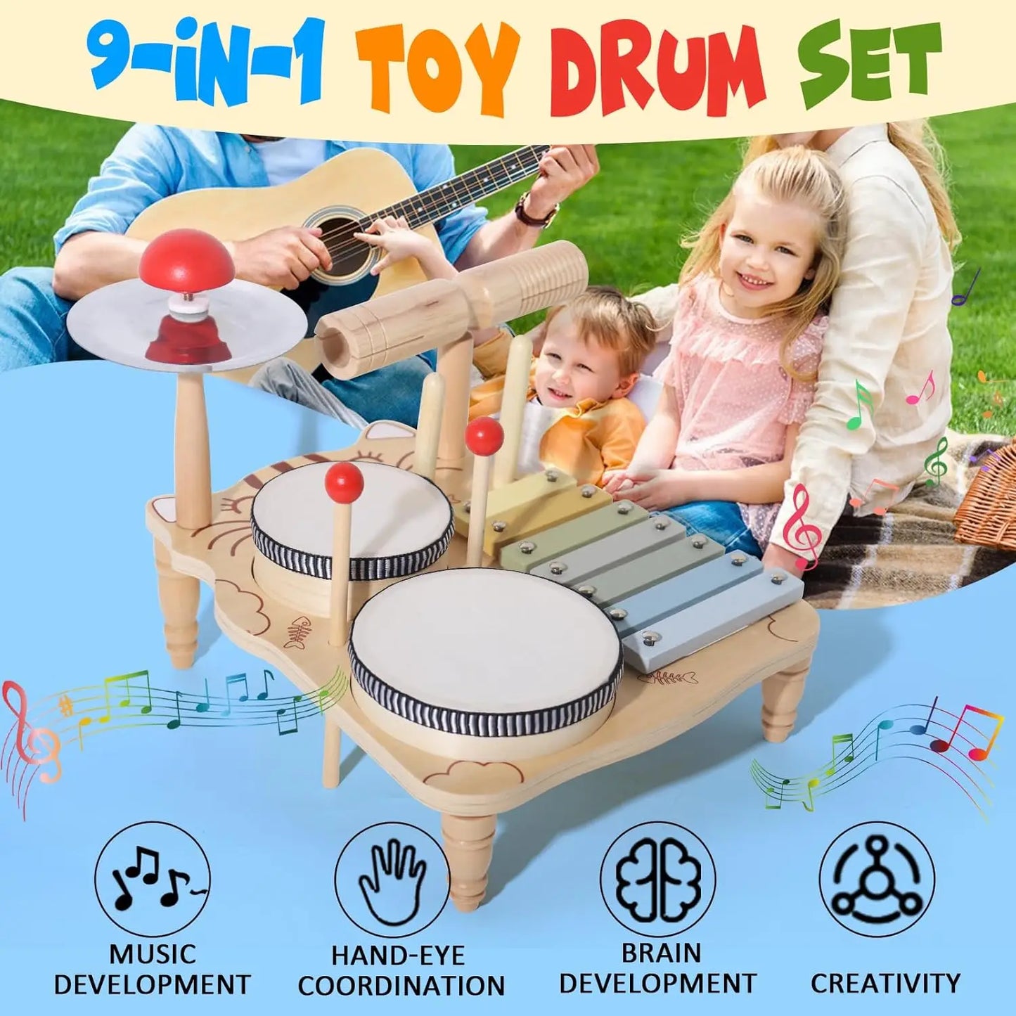 Montessori Baby Drum & Xylophone – Wooden Musical Instruments for Toddlers ATTENTION delivery 7-10 working days