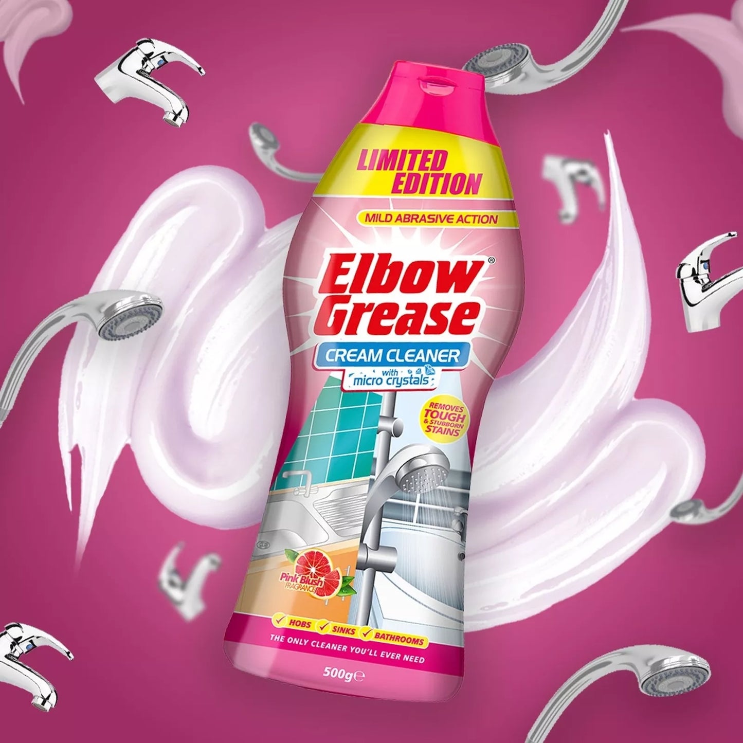3 x Elbow Grease Cream Cleaner Pink Blush Mild Abrasive All Purpose Cleaner 540g