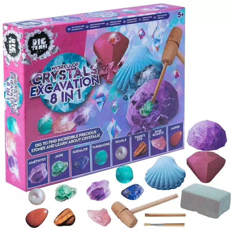 8 In 1 World Of Crystals Excavation Kit Set, For Children 5+