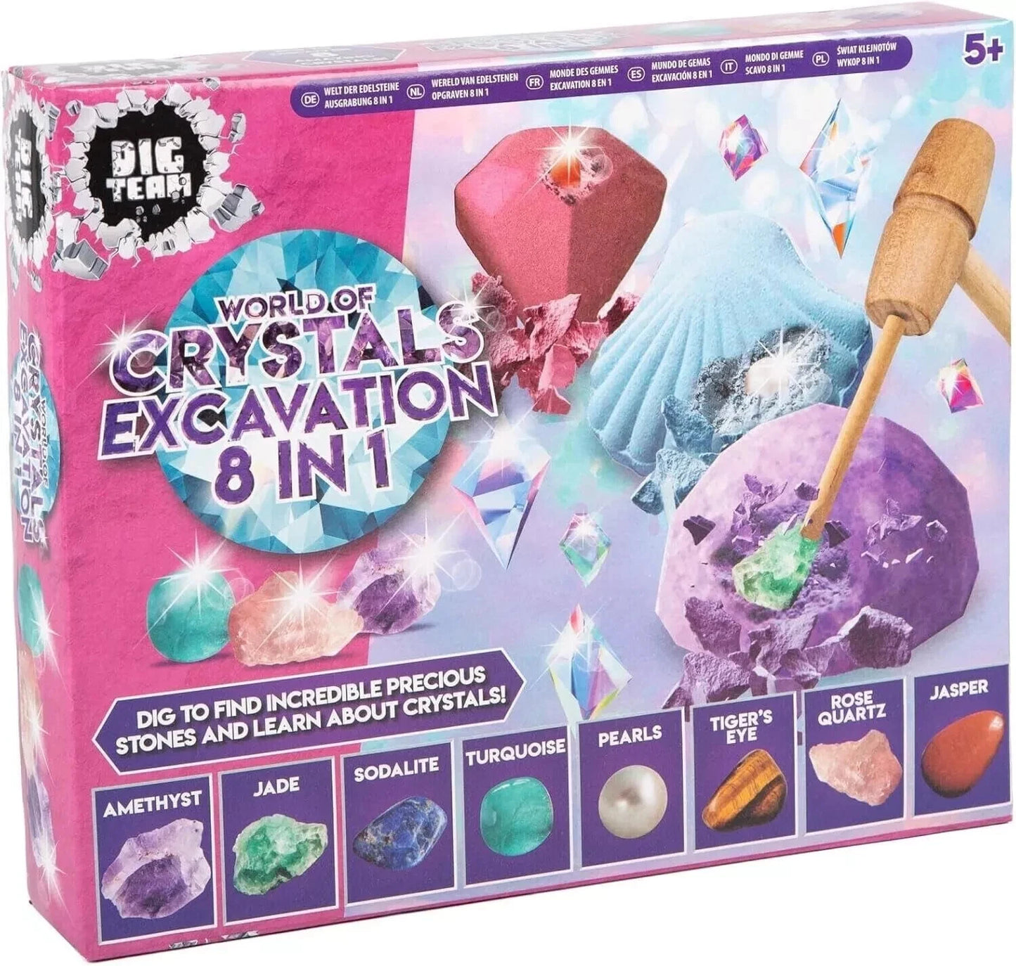 8 In 1 World Of Crystals Excavation Kit Set, For Children 5+