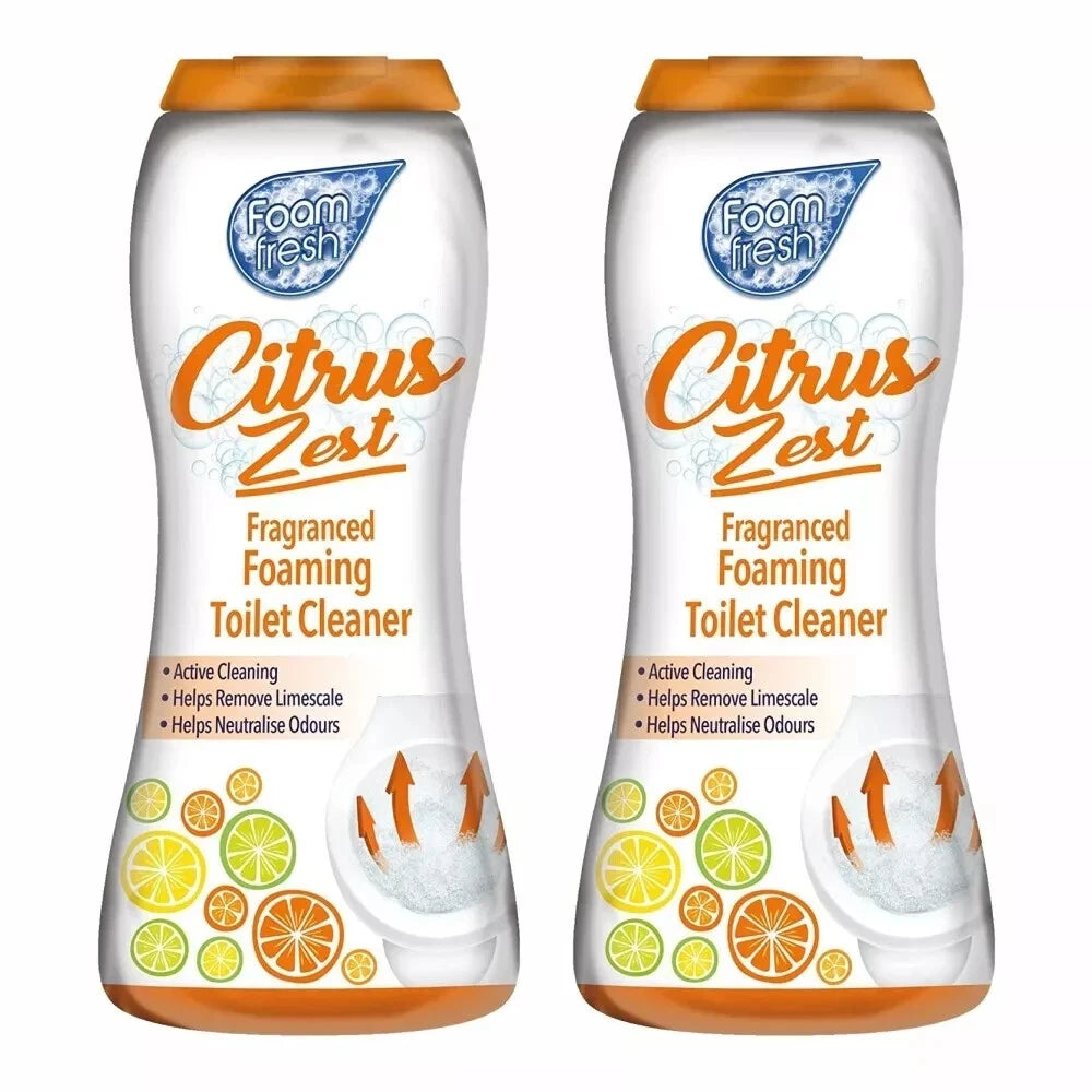 2 x Foaming Toilet Cleaner 370g Citrus Zest Bathroom Cleaning Smell Foam Fresh