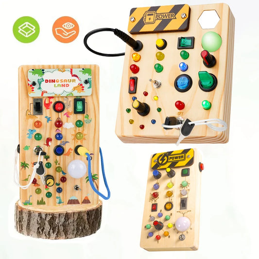 Montessori Wooden Busy Board with LED Lights & Buttons ATTENTION delivery 7-10 working days