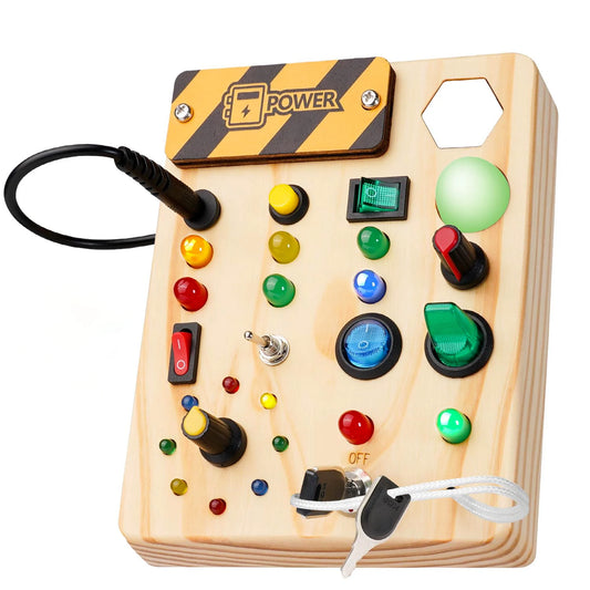 Montessori Wooden Busy Board with LED Lights & Buttons ATTENTION delivery 7-10 working days