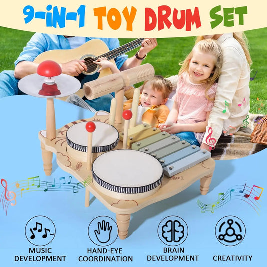 Montessori Baby Drum & Xylophone – Wooden Musical Instruments for Toddlers  ATTENTION delivery 7-10 working days