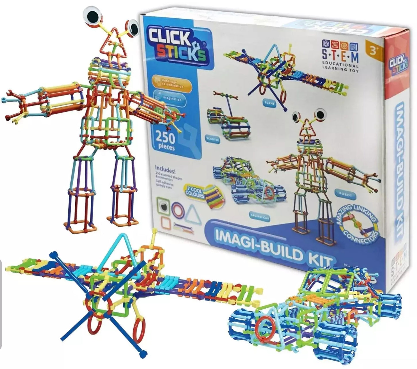 Children's construction set Click Sticks Imagi-Build, 250 pcs.
