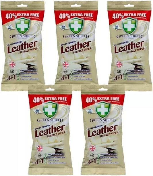 Green Shield Leather Surface Wipe Conditioning Dirt Grime Protect 210 Wipes