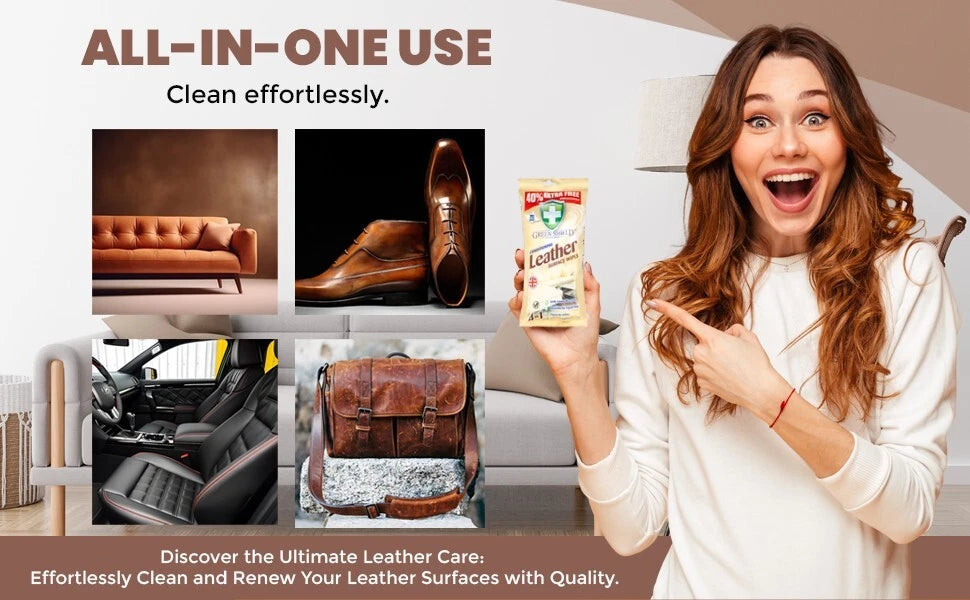 Green Shield Leather Surface Wipe Conditioning Dirt Grime Protect 210 Wipes
