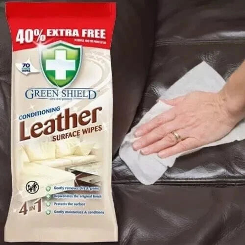 Green Shield Leather Surface Wipe Conditioning Dirt Grime Protect 210 Wipes